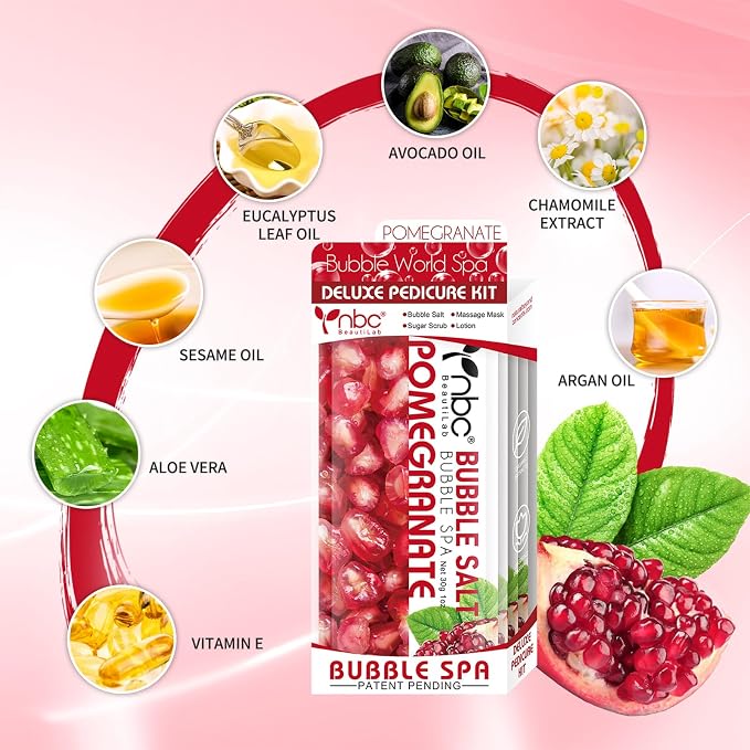 Pedicure Kit Foot Soak Set: Bubble Salt, Sugar Scrub, Massage Mask, Massage - Image 4