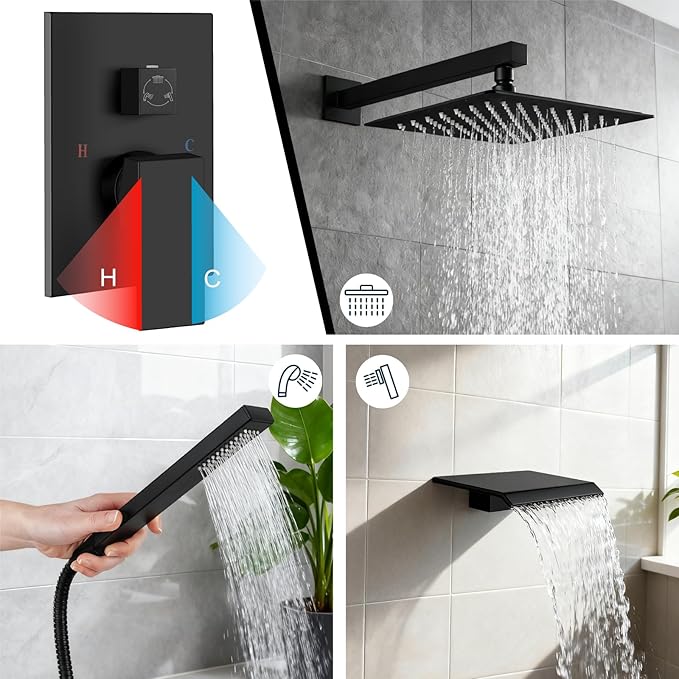 Midanya Shower System with Tub Spout, Bathtub Shower Faucet Set with Square - Image 4