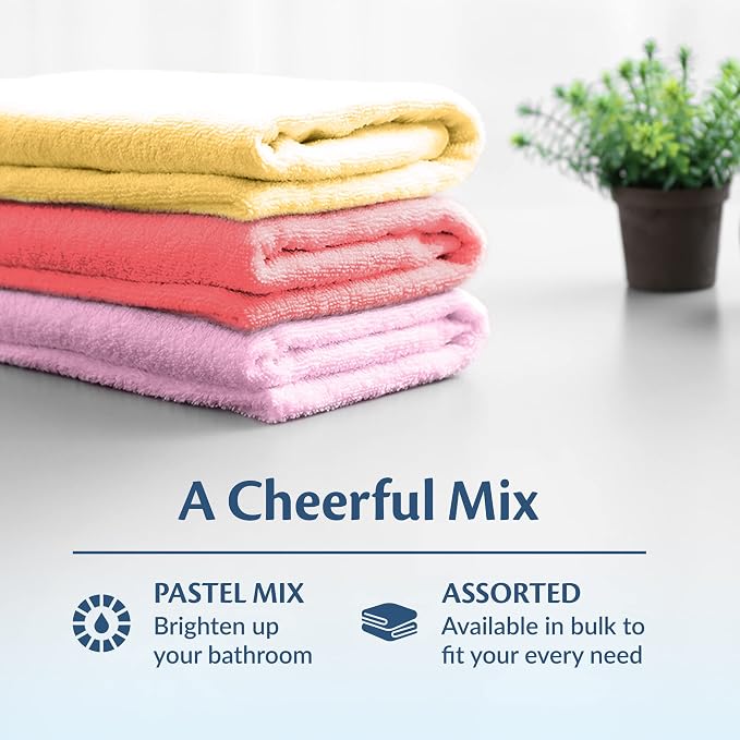 Small and Lightweight Cotton Towels Assorted Pastel Mix 24 x 40 inches Towels - Image 3