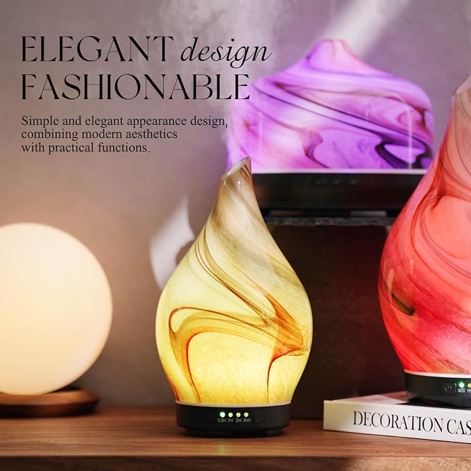 Porseme 150ml Essential Oil Diffuser Glass Color Changing Aroma Air Diffusers - Image 4