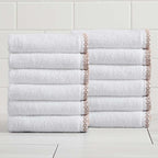 Great Bay Home White/Rosewood Washcloth Set by GreatBayHome