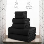 CASA COPENHAGEN EcoPop 6Pcs 100% Cotton Large Designer Towels Gift Set- Black - Image 4