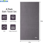 ecolook Bath Towels Set of 4, 100% Cotton, 27 x 55 Inches, Quick-Drying & - Image 3