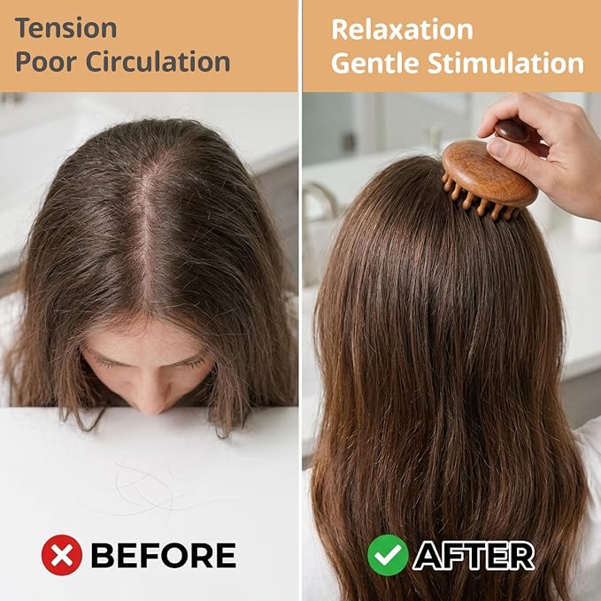 2 Pack Bamboo Brush for Hair Growth, Wooden Scalp Massager for Daily Stress - Image 5