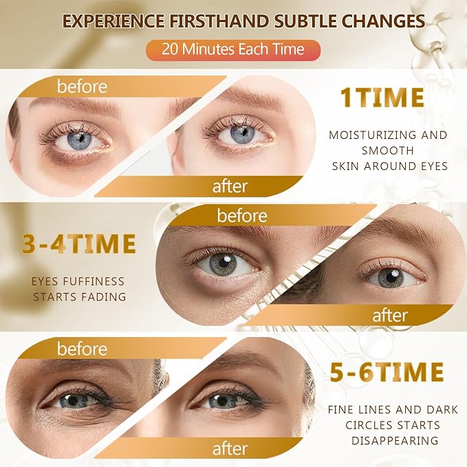 24K Gold Eye Mask 60Pcs, 5 Portable Golden Collagen Under Eye Patches, 30 Pairs - Image 5