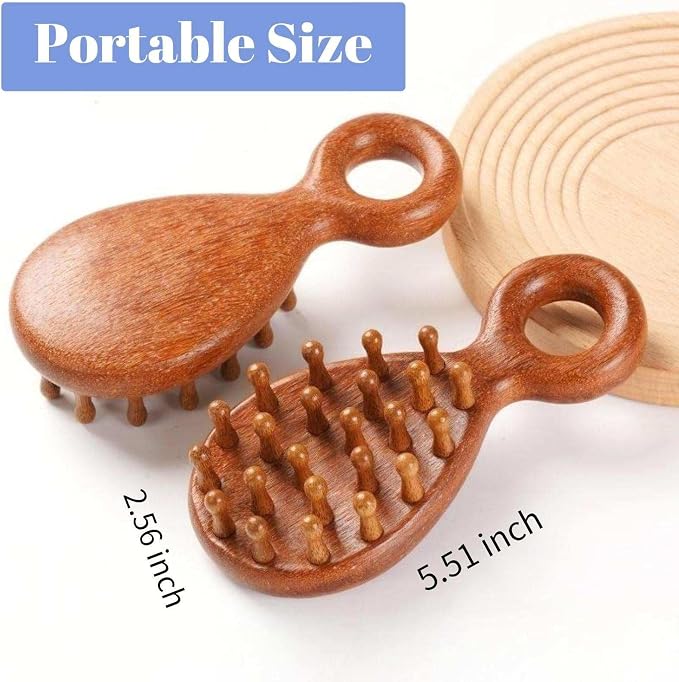 Sandalwood Head and Scalp Massager Comb, Wide Tooth Wooden Gua Sha Tool - Image 6