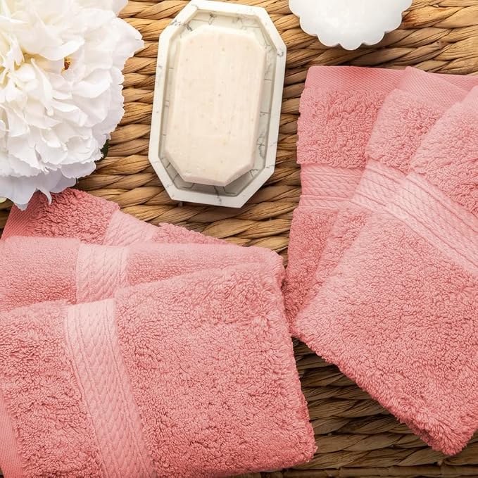 Superior Egyptian Cotton Pile Face Towel/Washcloth Set of 6, Ultra Soft Luxury - Image 8