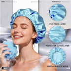 Smilco 4 Pack Shower Caps for Women, Reusable Waterproof Double Layer Bath Cap - Image 2