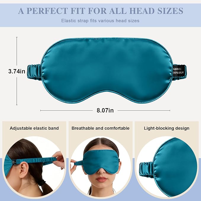 Silk Sleep Mask, Eye Mask for Sleep Women Men, Mulberry Sleeping Mask - Image 2