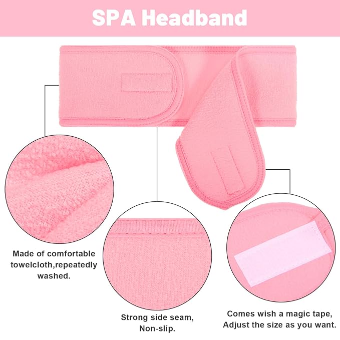 Whaline 4 PCS Spa Headband, Make up Hair Band, Stretch Terry Cloth Headband - Image 3