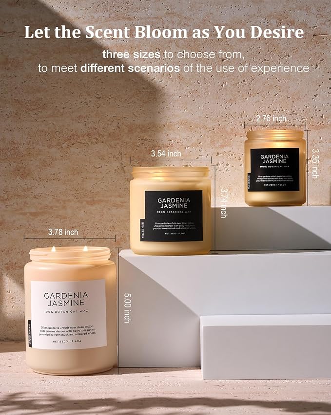 M&SENSE Gardenia Jasmine Scented Candle, 110 Hours Slow Burning Clean Non Toxic - Image 6