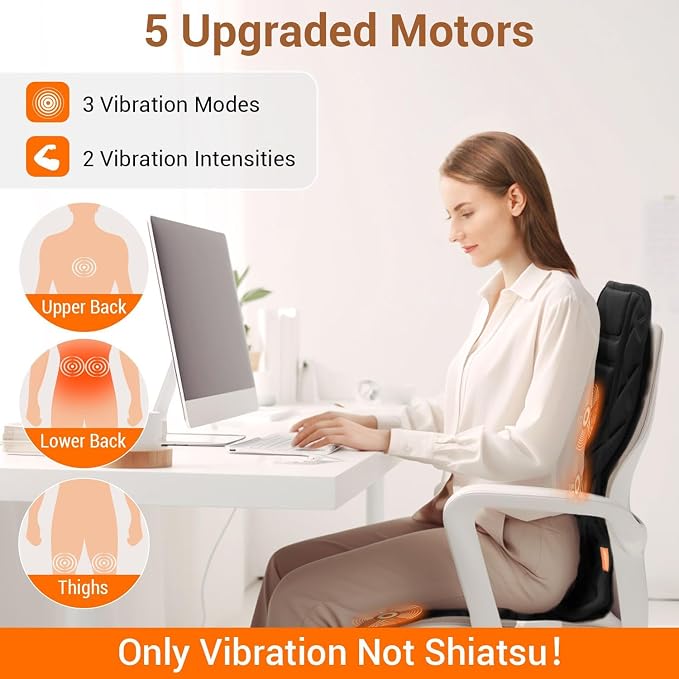 CARSHION Back Massager with Heat, Heated Seat Cover Cushion with 5 Vibrating - Image 4