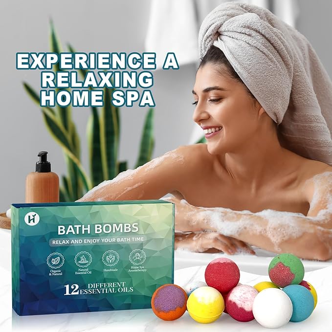 Bath Bombs Birthday Gifts for Women & Men Set, 12 Pack Handmade Natural Organic - Image 3