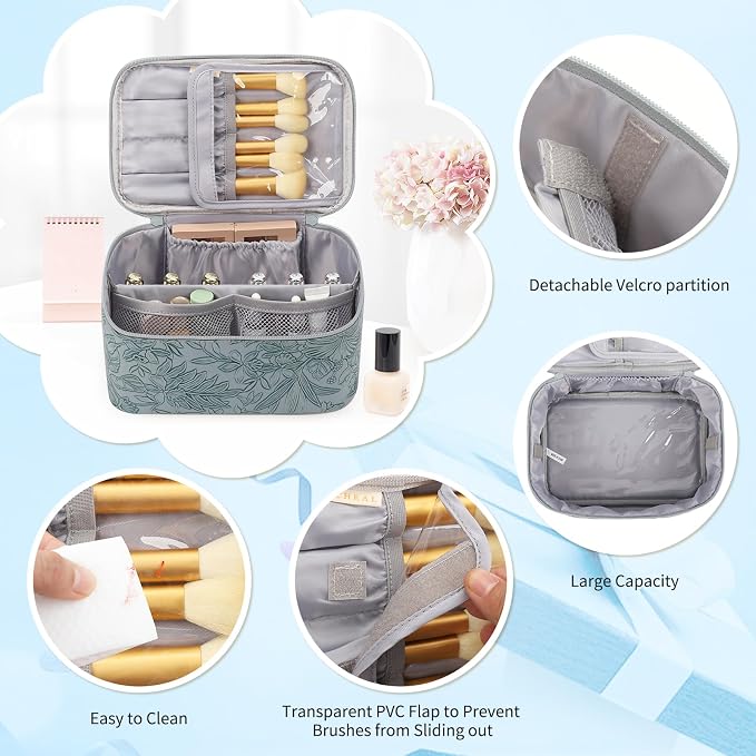 OCHEAL Makeup Bag Set, Portable Travel Makeup Bags Cosmetic Organizer Bag - Image 2
