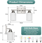 Ascher Bathroom Light Fixtures, 2-Light Vanity Light Over Mirror, Brushed - Image 2