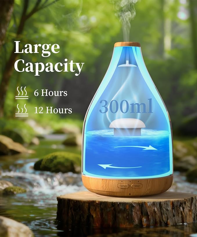 Essential Oil Diffuser for Home, 300ML Modern Décor Aromatherapy Diffusers - Image 4