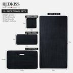REDKISS Black Bath Towels Set 8 Piece - Image 2