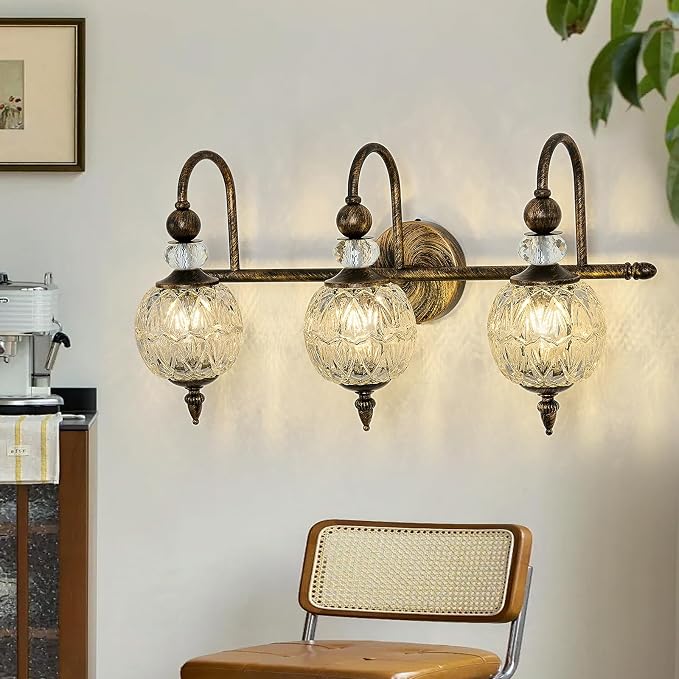 Piepooye Vintage Bathroom Light Fixtures Bronze Vanity Light - Image 8