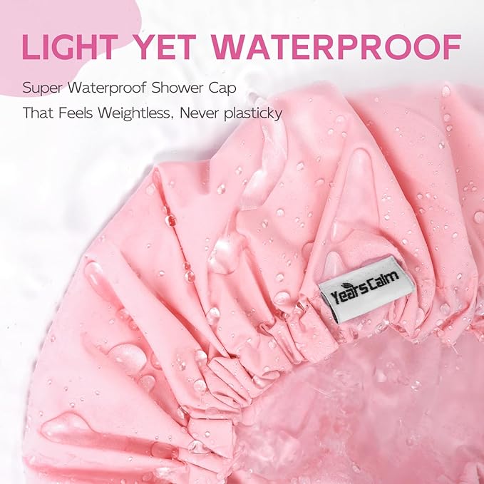 Years Calm Shower Cap for Women Waterproof Reusable – 27g Ultra Lightweight - Image 3