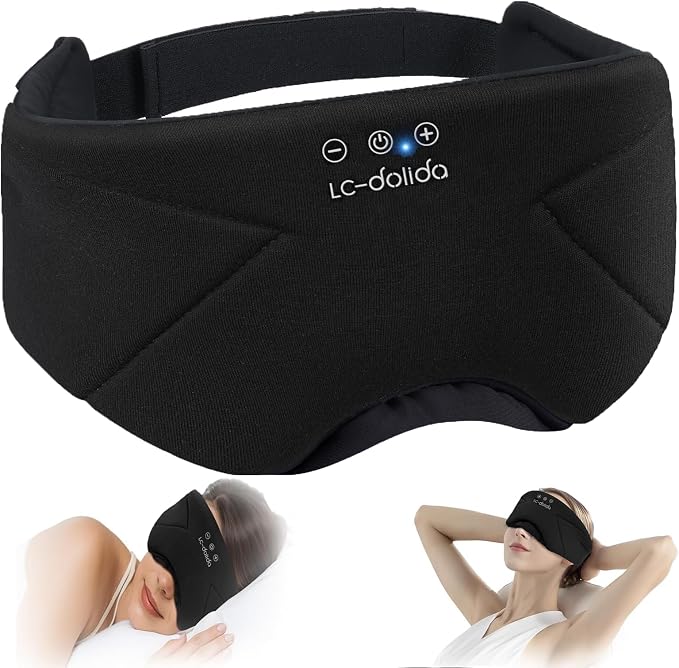 Sleep Mask with Headphones Bluetooth 5.4, LC-dolida Wireless Music Eye Mask by LC-dolida