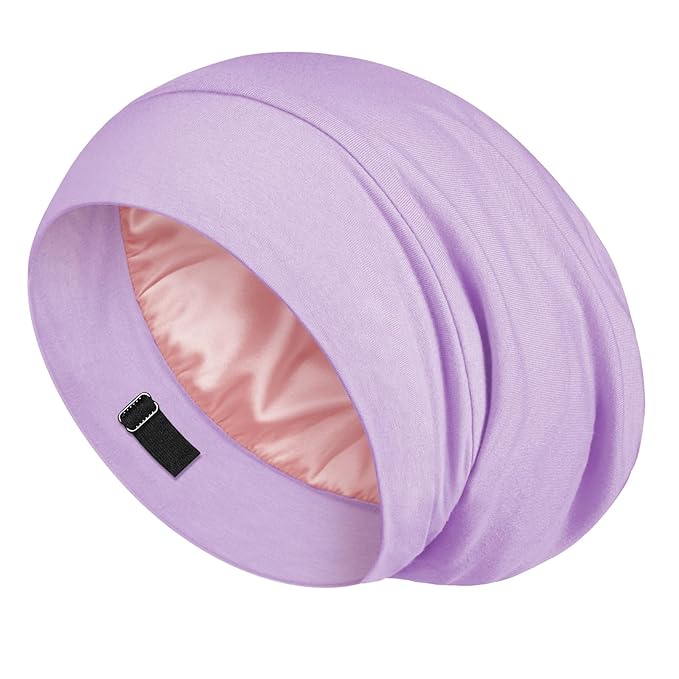 LULUSILK Mulberry Silk Lined Sleep Cap, No More Frizzy Tangled Hair, Stay On by LULUSILK