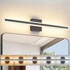 JUSHENG Black Vanity Lights for Bathroom, 5CCT Dimmable Bathroom Lights Over by JUSHENG