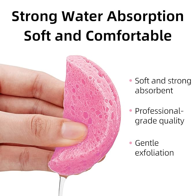 60-Count Compressed Facial Sponges|100% Natural Kickleen Cellulose Cosmetic Spa - Image 4