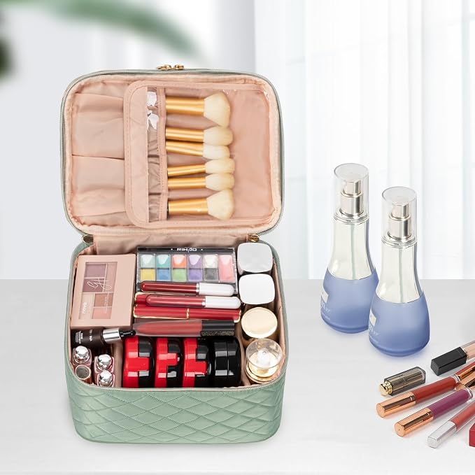 OCHEAL Large Makeup Bag, Double Layer Makeup Bag, Vertical Storage Cosmetic Case - Image 5