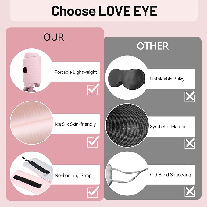 LOVE EYE Dual Side Sleep Mask, Ice Silk Eye Sleeping Mask & Blindfold - Image 6