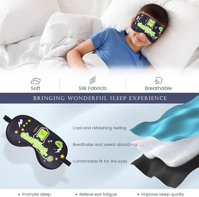2 Pcs Boys Sleep Eye Mask, Guys Blackout Sleeping Silk Mask - Image 4