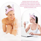 Cute pink Rabbit Ears Headband Frog Eye Elastic to Wash Face - Image 7