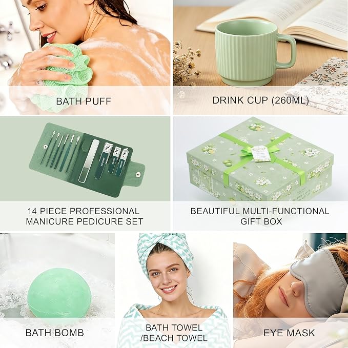 30 Pcs Spa Gifts for Women & Men, Bergamot Jasmine Bath & Body Gift Basket - Image 7