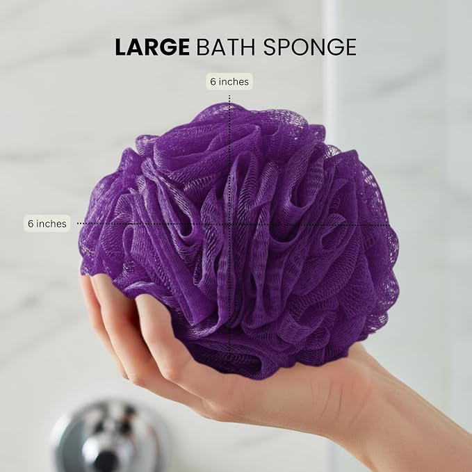 Large Purple Bath Sponge Pack of 3 – Gentle Exfoliation Loofahs - Image 5
