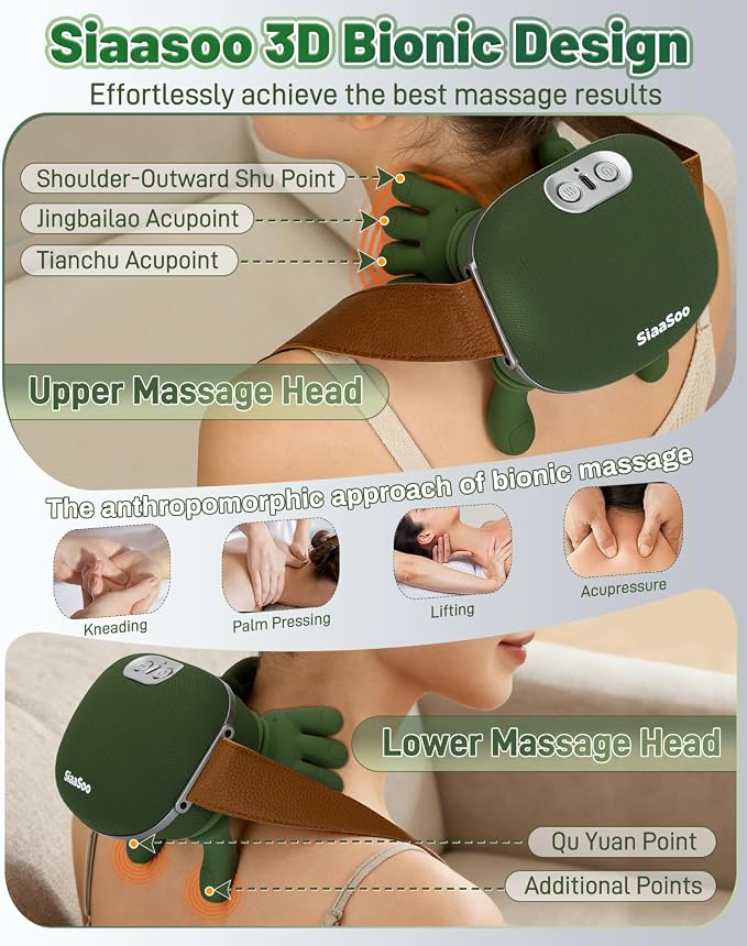 Siaasoo Neck Massager, Bionic Heated Massager, Electric Deep Tissue 3D Kneading - Image 3