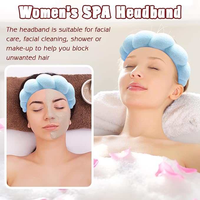 Zkptops Spa Headband for Washing Face Wristband Set Sponge Makeup Skincare - Image 3