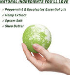 Organic Hemp Bath Bombs Infused Peppermint Eucalyptus Essential Oil Luxurious - Image 5