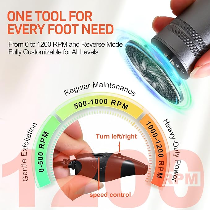 PowerPro Electric Foot Callus Remover, 36W Professional 1200rpm Adjustable - Image 4