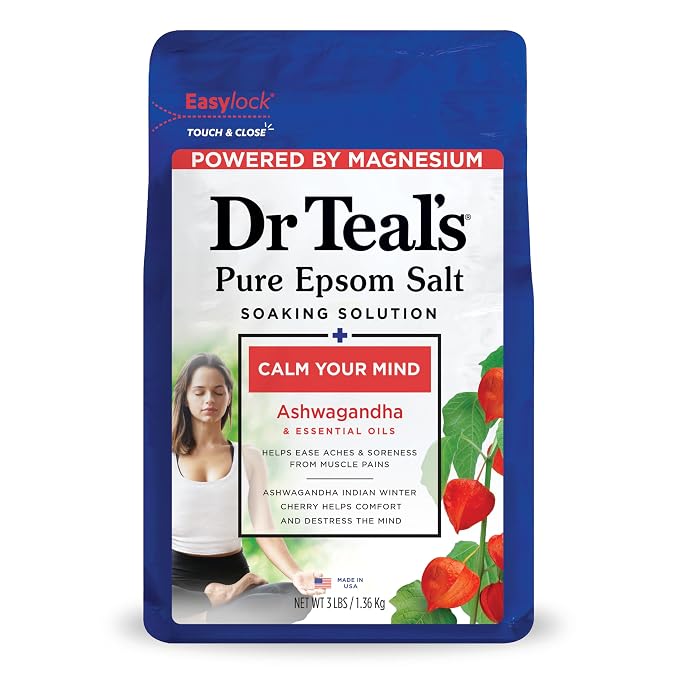 Dr Teal's Epsom Salt Magnesium Soak, Ashwagandha & Essential Oils, 3 lbs by DrTeals