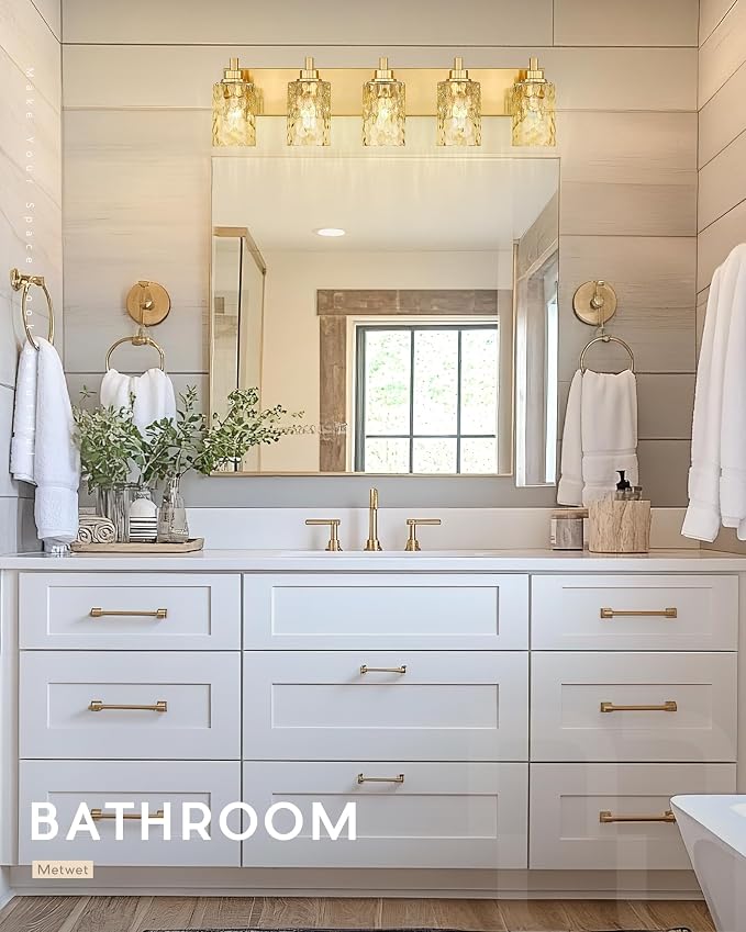 5-Light Bathroom Light Fixtures, 30 Inch Brushed Gold Vanity Lights - Image 5