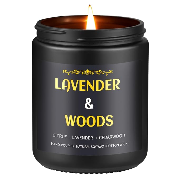 Lavender Woods Candle, 7 oz Scented Candle by Enwhisco