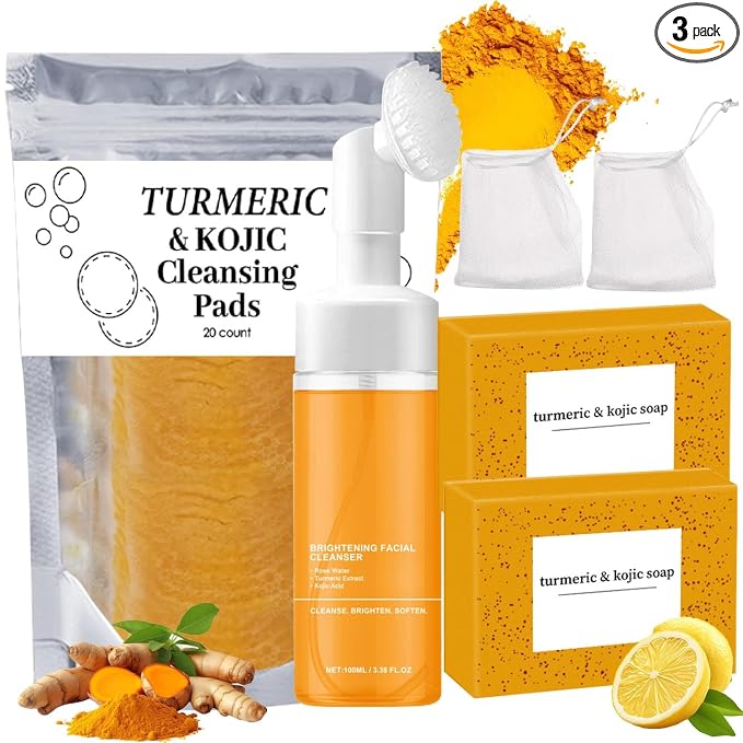 4Pcs Turmeric Wash and Care Three Piece Set, Tuemeric Facial Cleanser & by Unknown