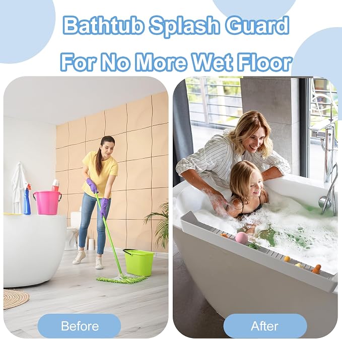 Longer Bathtub Splash Guard for Tub Kids, Bathtub Water Guards Play Shelf for - Image 6