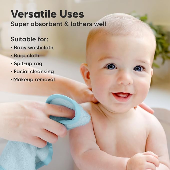 6-Pack Baby Washcloths – Soft Absorbent Viscose from Bamboo Washcloths - Image 6