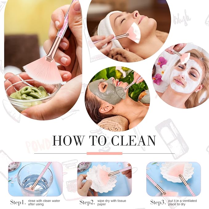 9 Pieces Facial Fan Mask Brushes, Soft Facial Applicator Brushes Tools - Image 7