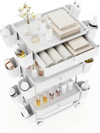 3 Tier Drawer Beauty Cart with 12 Movable Storage Organizer, Thickened ABS & - Image 9