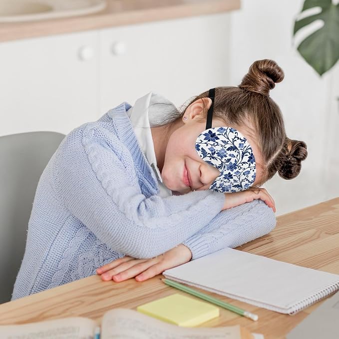 Blue and White Porcelain Silk Eye Mask - Image 3
