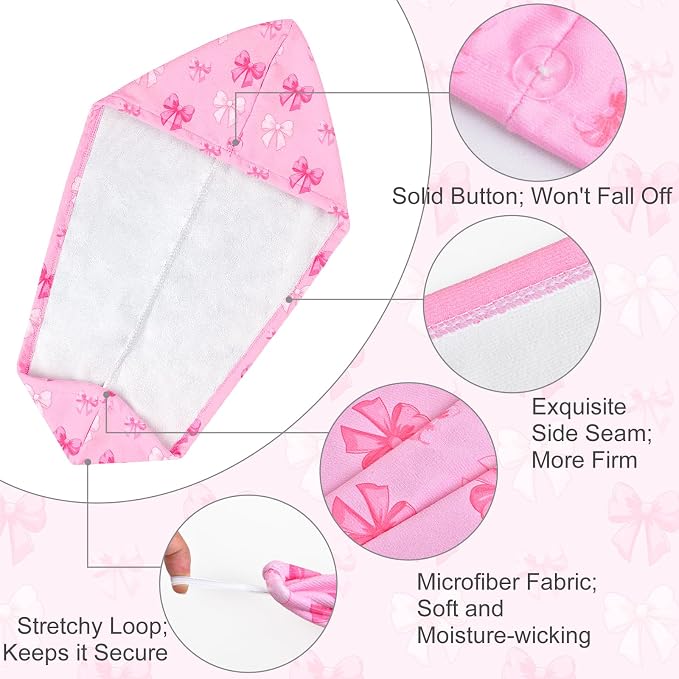 Microfiber Hair Towel Wrap for Kids 2 Pack Quick Drying Hair Towels - Image 4