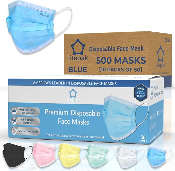 Litepak 500pcs Premium Disposable Face Mask SOFT 3ply Nose Wire - Image 5