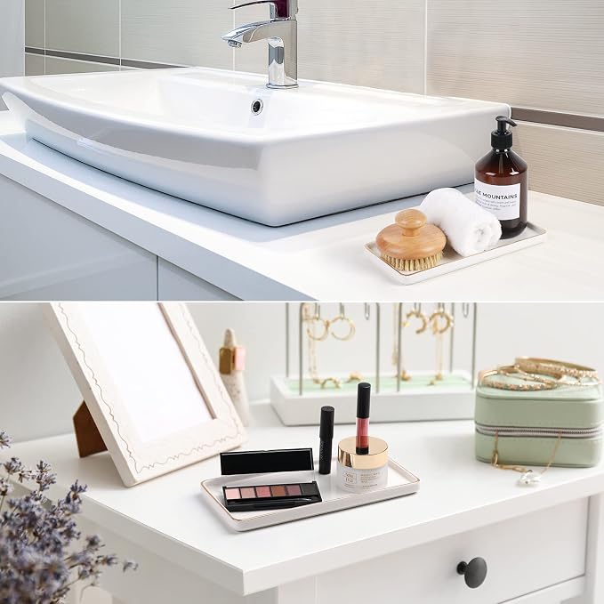 Gurygo 10" Bathroom Tray, Ceramic Vanity Trays - Image 6