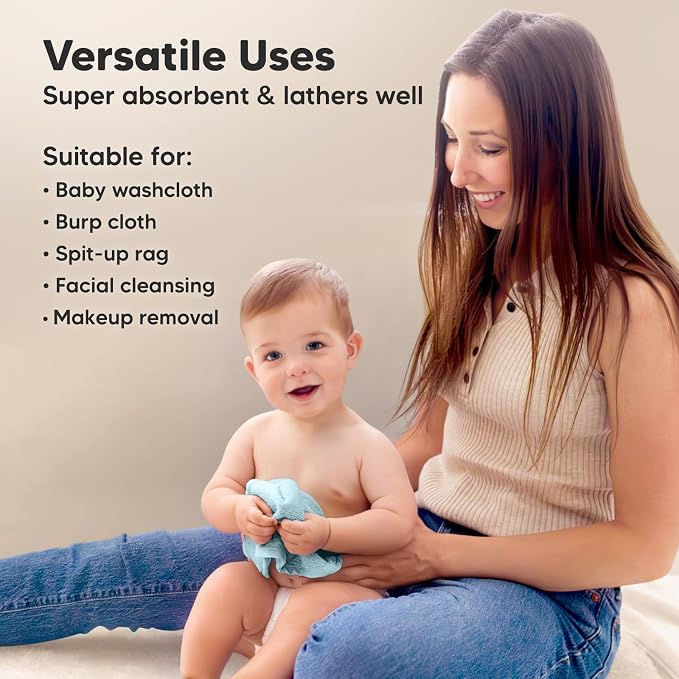 6-Pack Baby Washcloths – Soft Absorbent Viscose from Bamboo Washcloths - Image 6